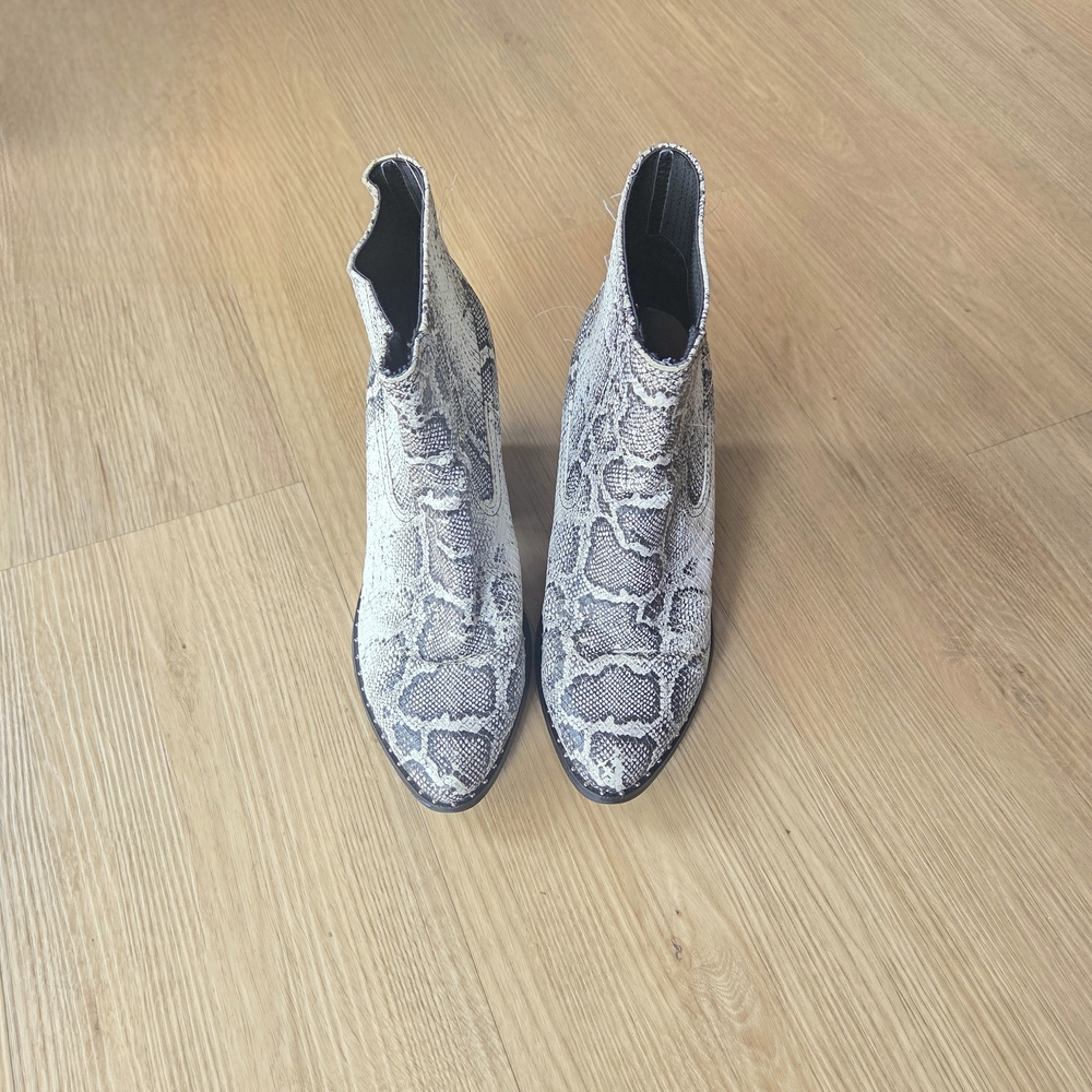 Chinese Laundry Gray Ankle Booties with Snakeskin Pattern